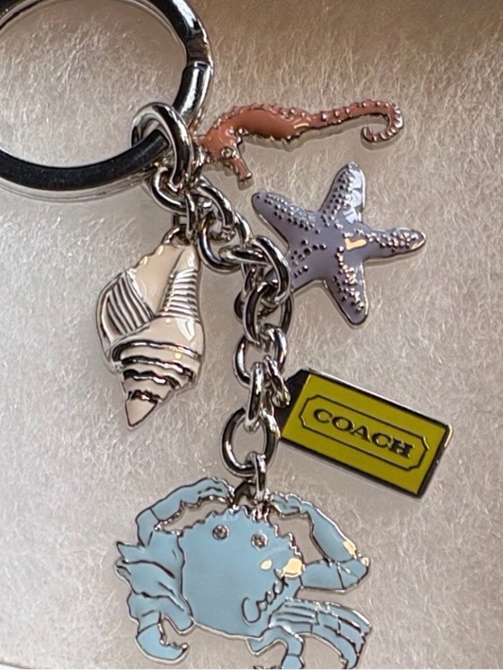 Vintage Coach Beach Multi Mix Charm Key Ring